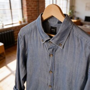 HUGO BOSS MENS BUTTON DOWN SHIRT BLUE SIZE XL